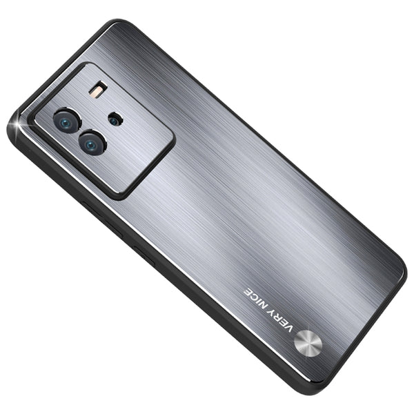For vivo iQOO Neo6 5G Anti-scratch Phone Case TPU Bumper Brushed Aluminium Alloy Back Cover