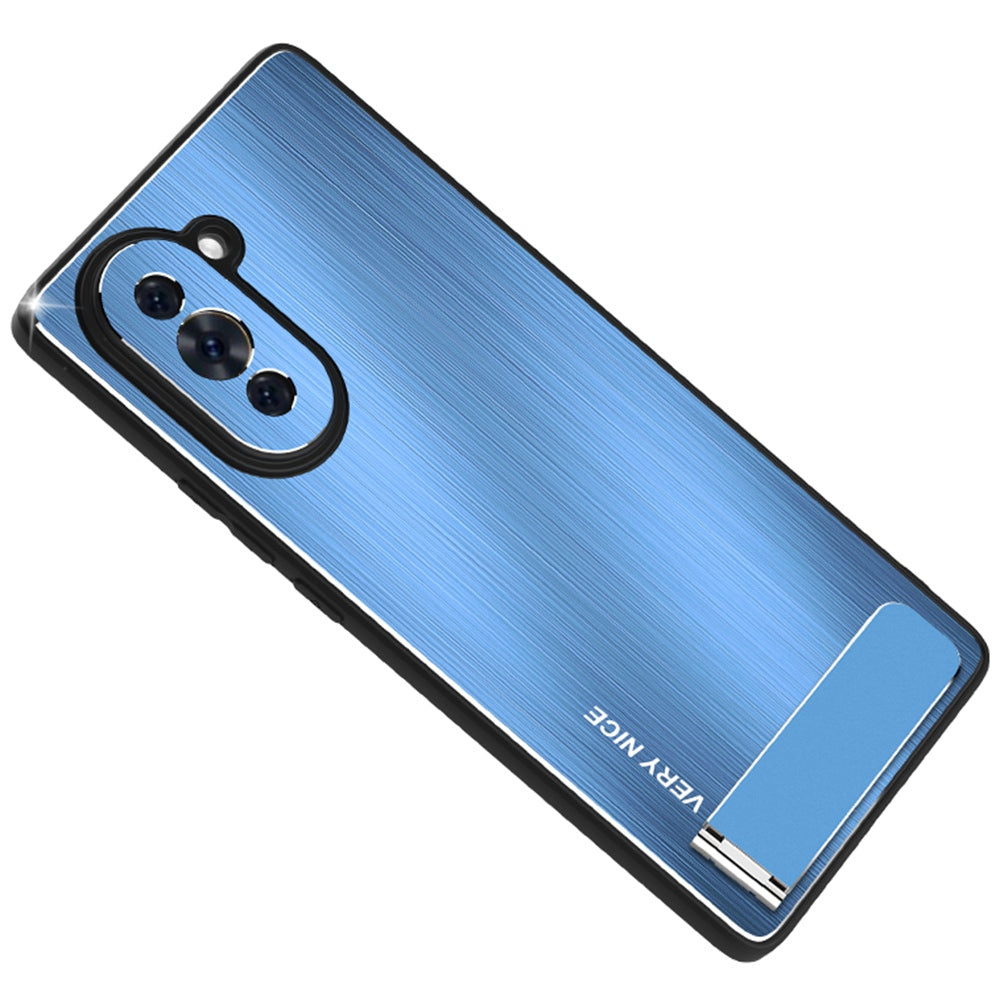 For Huawei nova 10 Pro 4G Brushed Surface Phone Cover Kickstand Drop-proof TPU + Aluminium Alloy Hybrid Cover