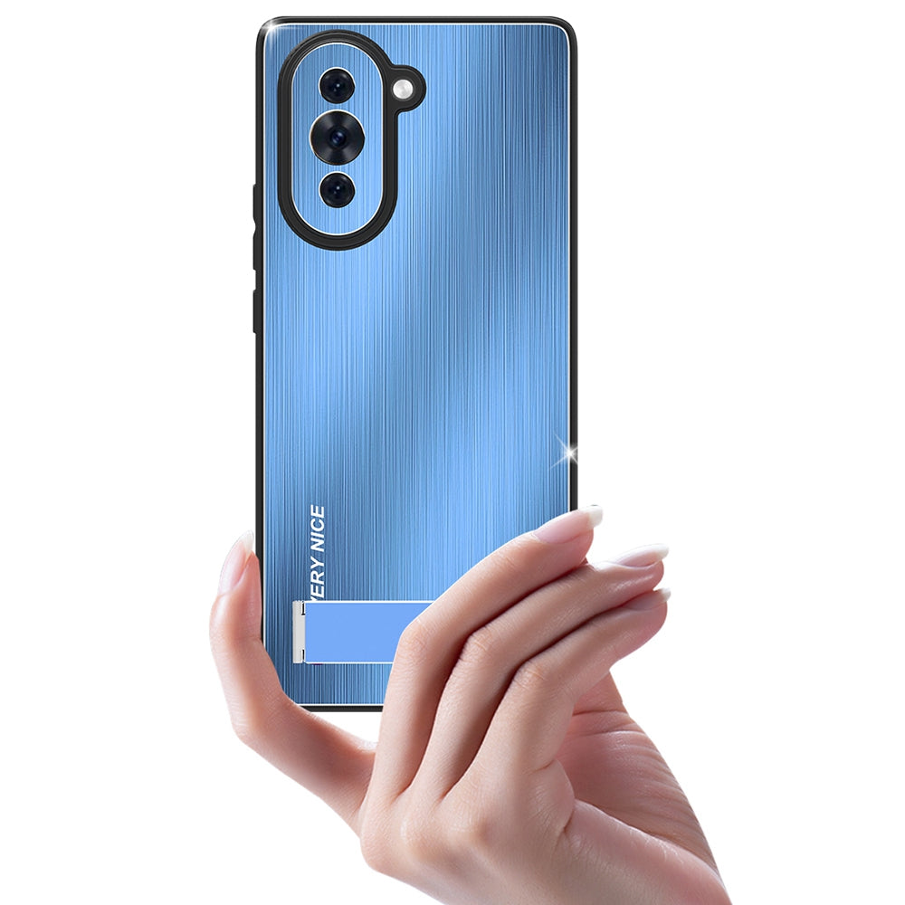 For Huawei nova 10 Pro 4G Brushed Surface Phone Cover Kickstand Drop-proof TPU + Aluminium Alloy Hybrid Cover