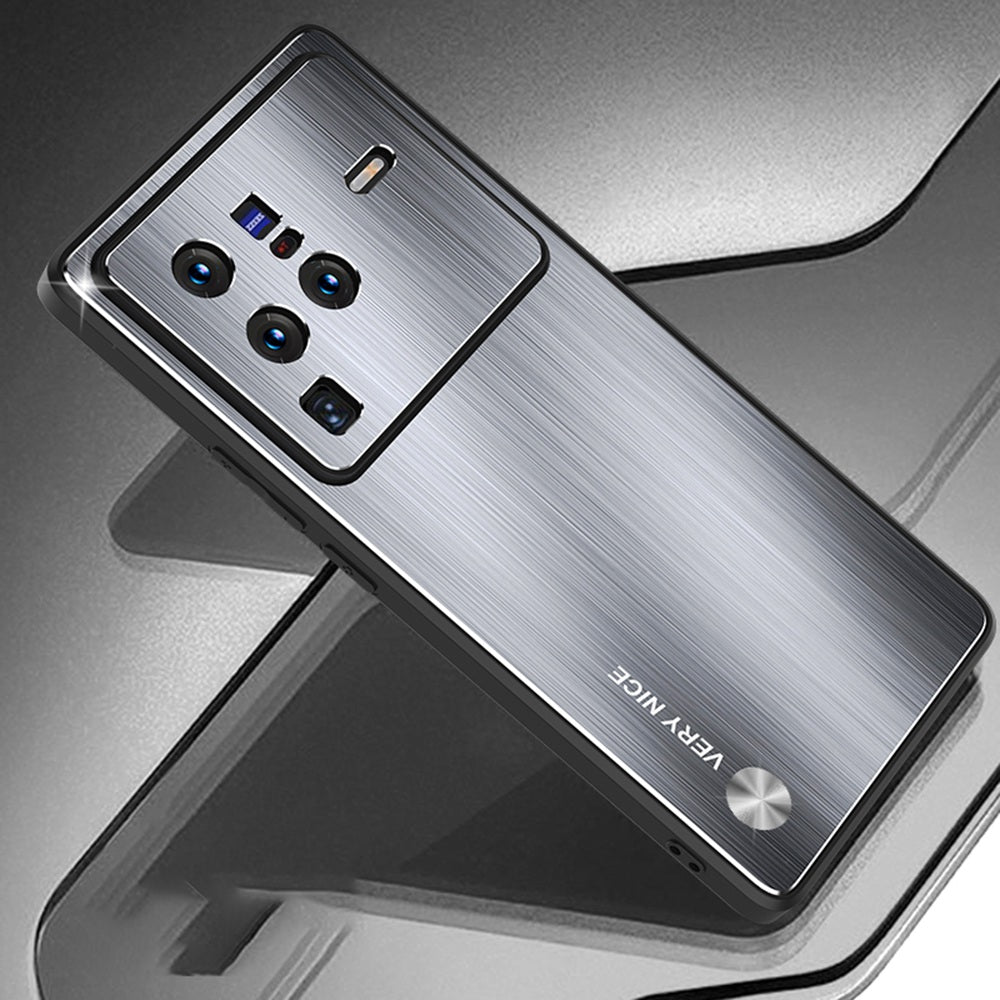 Brushed Aluminium Alloy Back Case for vivo X80 Pro 5G, TPU Bumper Anti-scratch Phone Cover