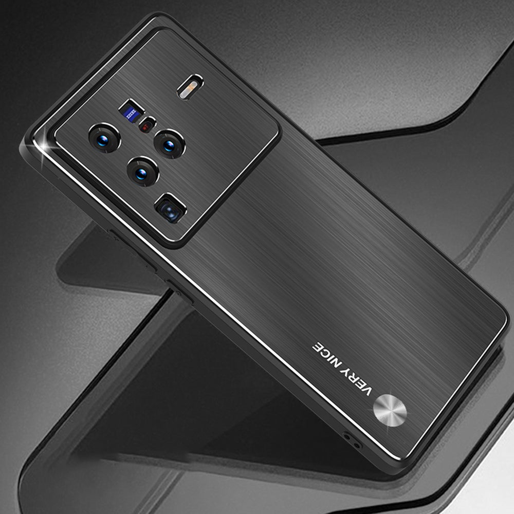 Brushed Aluminium Alloy Back Case for vivo X80 Pro 5G, TPU Bumper Anti-scratch Phone Cover