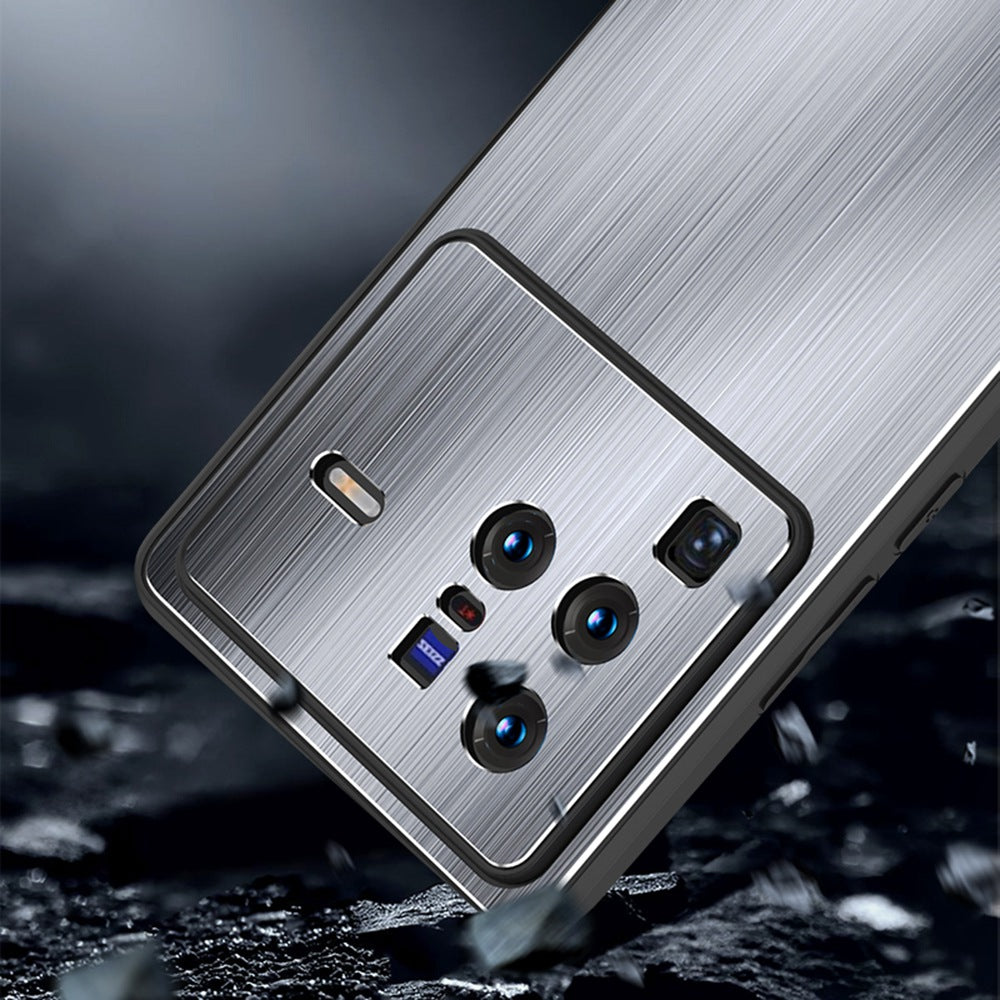 Brushed Aluminium Alloy Back Case for vivo X80 Pro 5G, TPU Bumper Anti-scratch Phone Cover