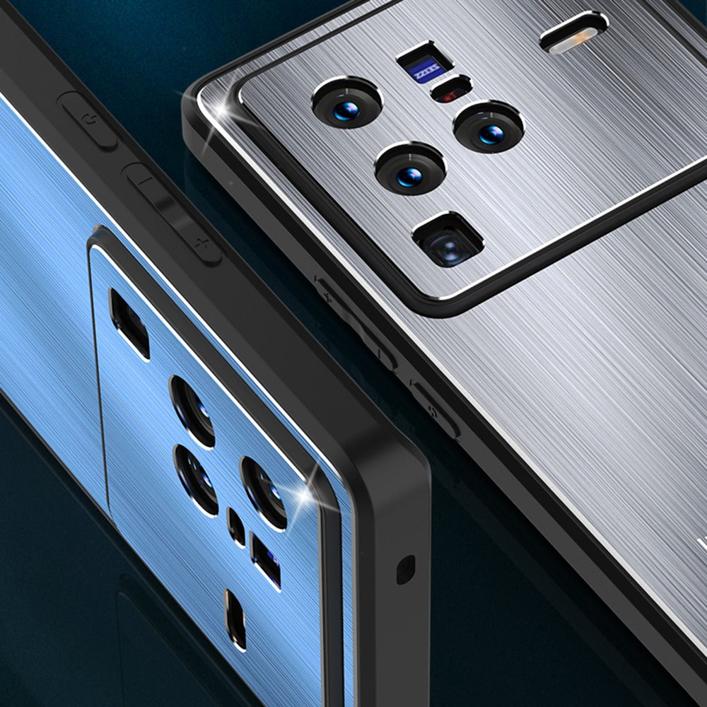 Brushed Aluminium Alloy Back Case for vivo X80 Pro 5G, TPU Bumper Anti-scratch Phone Cover