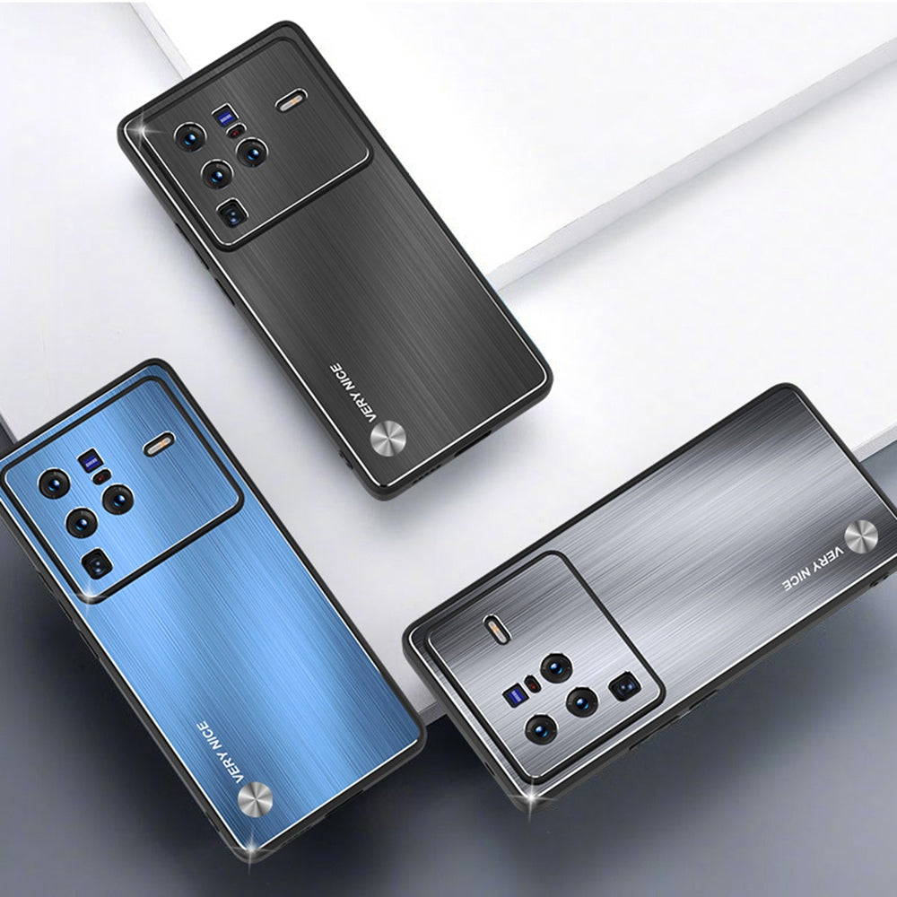 Brushed Aluminium Alloy Back Case for vivo X80 Pro 5G, TPU Bumper Anti-scratch Phone Cover