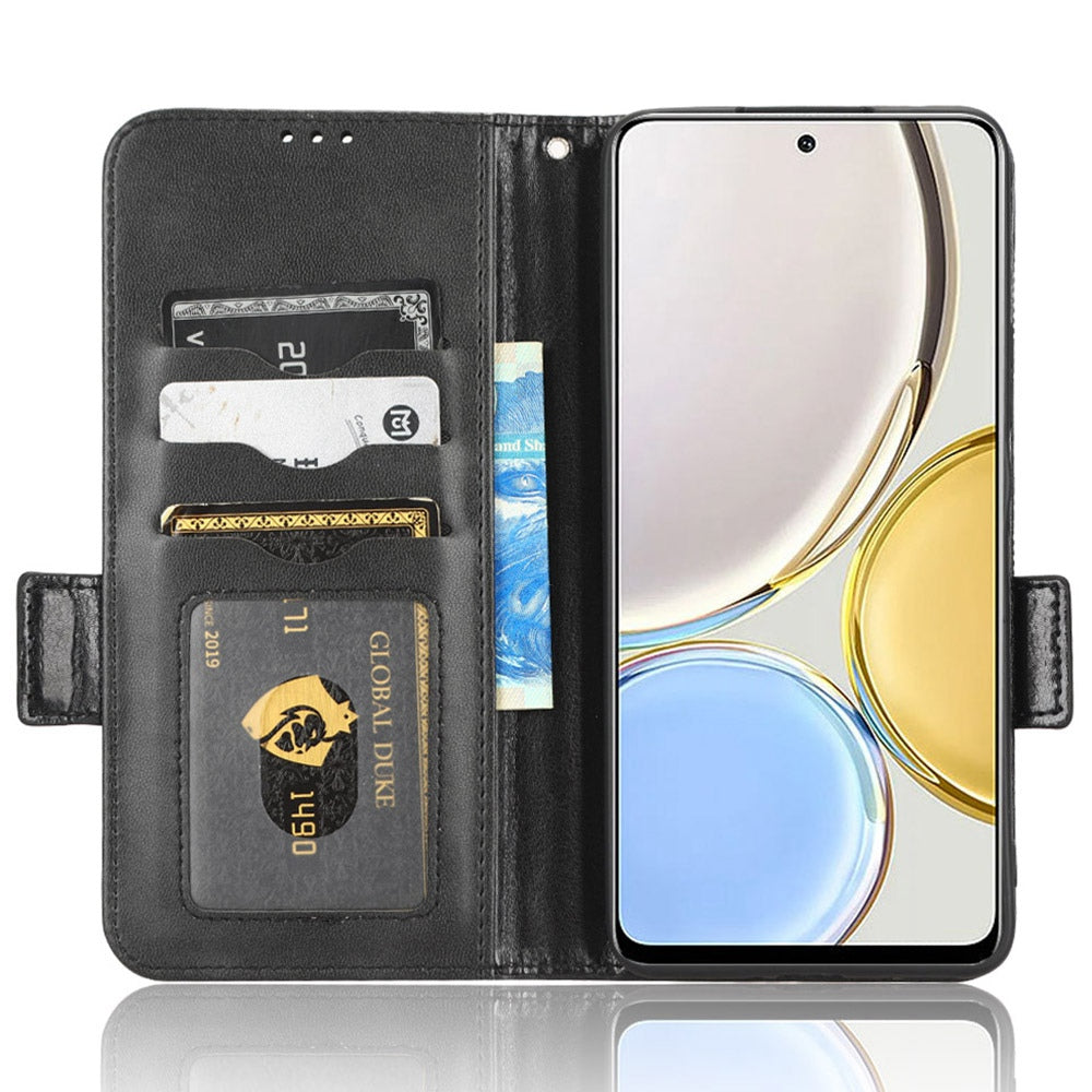 For Honor X9 5G / X30 5G / Magic4 Lite 5G Imprinted Triangle Pattern PU Leather Magnetic Flip Cover Stand Hand Strap Wallet Purse Case