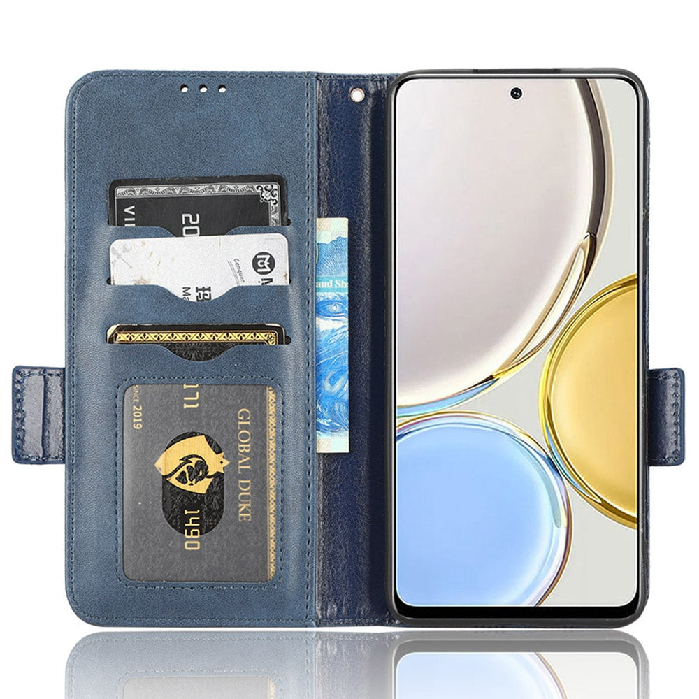 For Honor X9 5G / X30 5G / Magic4 Lite 5G Imprinted Triangle Pattern PU Leather Magnetic Flip Cover Stand Hand Strap Wallet Purse Case