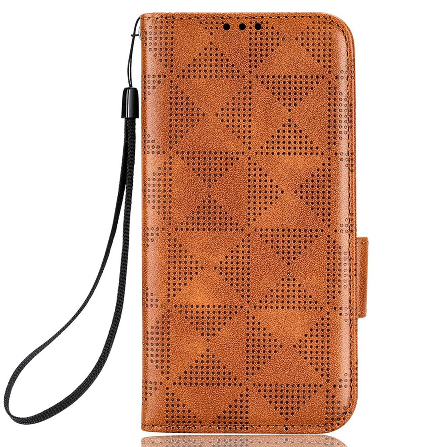 For Honor X9 5G / X30 5G / Magic4 Lite 5G Imprinted Triangle Pattern PU Leather Magnetic Flip Cover Stand Hand Strap Wallet Purse Case