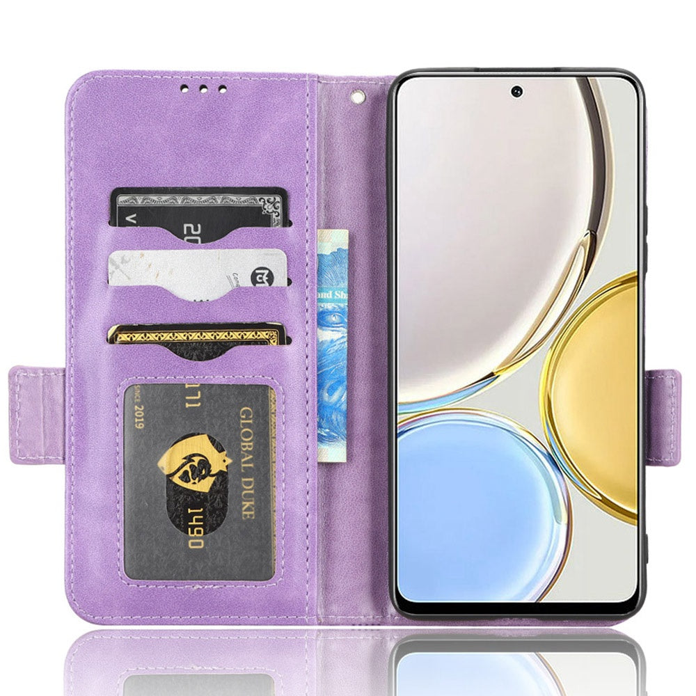 For Honor X9 5G / X30 5G / Magic4 Lite 5G Imprinted Triangle Pattern PU Leather Magnetic Flip Cover Stand Hand Strap Wallet Purse Case