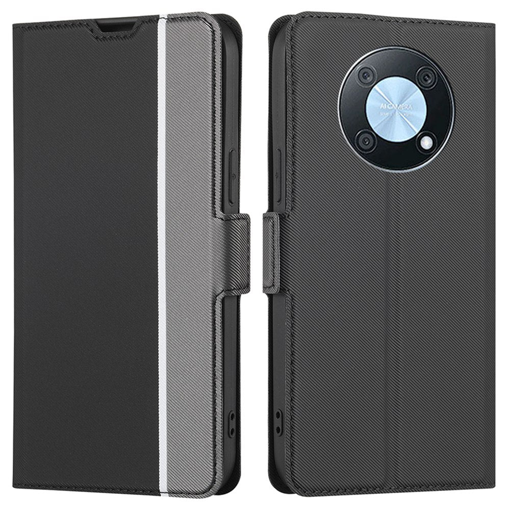 For Huawei Enjoy 50 Pro 4G / nova Y90 4G Twill Texture Side Magnetic Clasp PU Leather Stand Cover Card Slots Phone Case