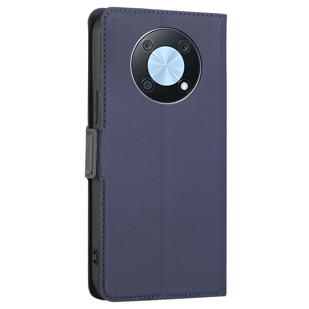 For Huawei Enjoy 50 Pro 4G / nova Y90 4G Twill Texture Side Magnetic Clasp PU Leather Stand Cover Card Slots Phone Case