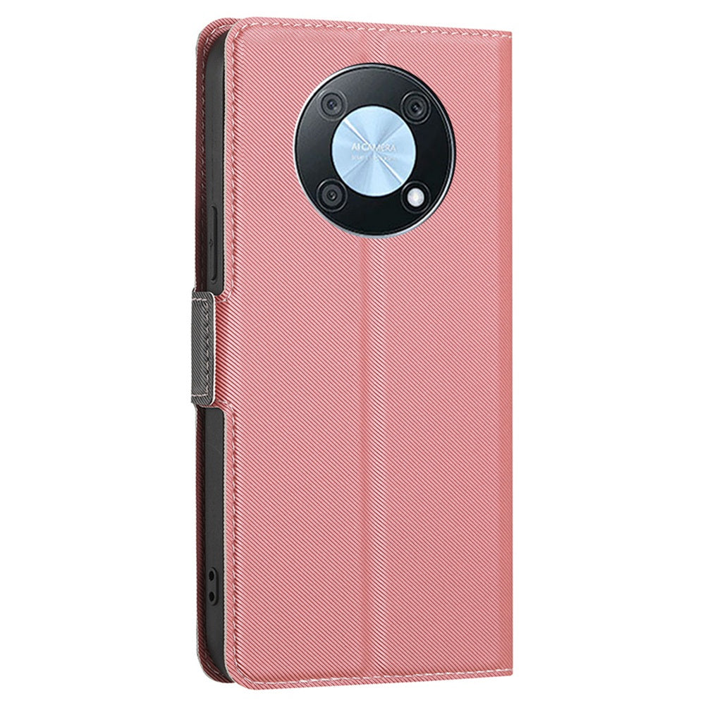 For Huawei Enjoy 50 Pro 4G / nova Y90 4G Twill Texture Side Magnetic Clasp PU Leather Stand Cover Card Slots Phone Case