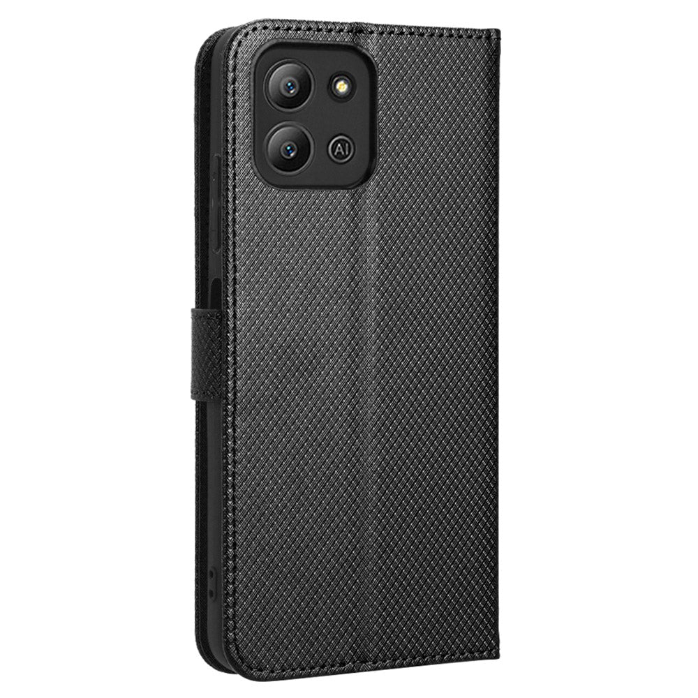 For Infinix Hot 11 2022 4G X675 Magnetic PU Leather Flip Cover Diamond Texture Wallet Stand Full Protective Folio Case