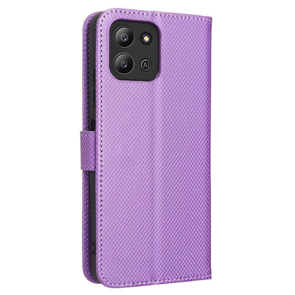 For Infinix Hot 11 2022 4G X675 Magnetic PU Leather Flip Cover Diamond Texture Wallet Stand Full Protective Folio Case