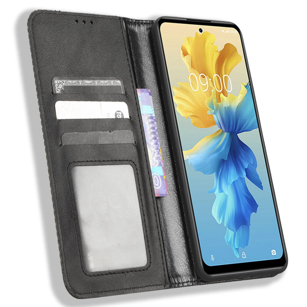 For Infinix Hot 11 4G 2022 X675 Retro Texture PU Leather Cover Imprinted Mosaic Stand Hidden Magnetic Adsorption Flip Wallet Case