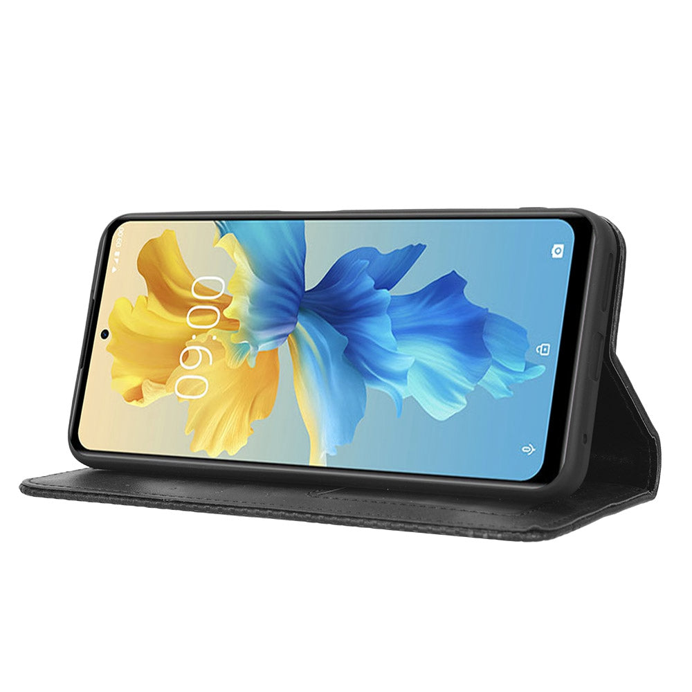 For Infinix Hot 11 4G 2022 X675 Retro Texture PU Leather Cover Imprinted Mosaic Stand Hidden Magnetic Adsorption Flip Wallet Case