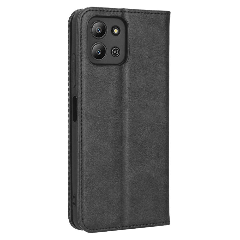 For Infinix Hot 11 4G 2022 X675 Retro Texture PU Leather Cover Imprinted Mosaic Stand Hidden Magnetic Adsorption Flip Wallet Case