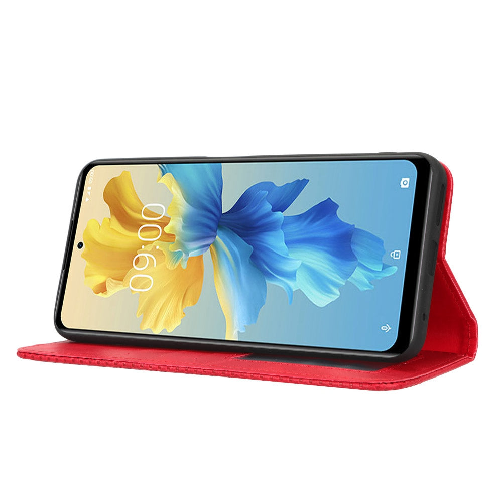 For Infinix Hot 11 4G 2022 X675 Retro Texture PU Leather Cover Imprinted Mosaic Stand Hidden Magnetic Adsorption Flip Wallet Case
