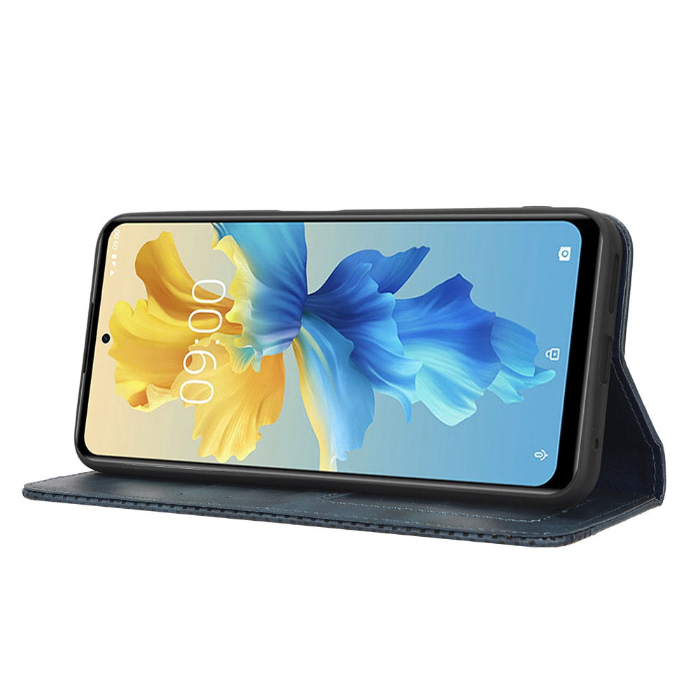 For Infinix Hot 11 4G 2022 X675 Retro Texture PU Leather Cover Imprinted Mosaic Stand Hidden Magnetic Adsorption Flip Wallet Case