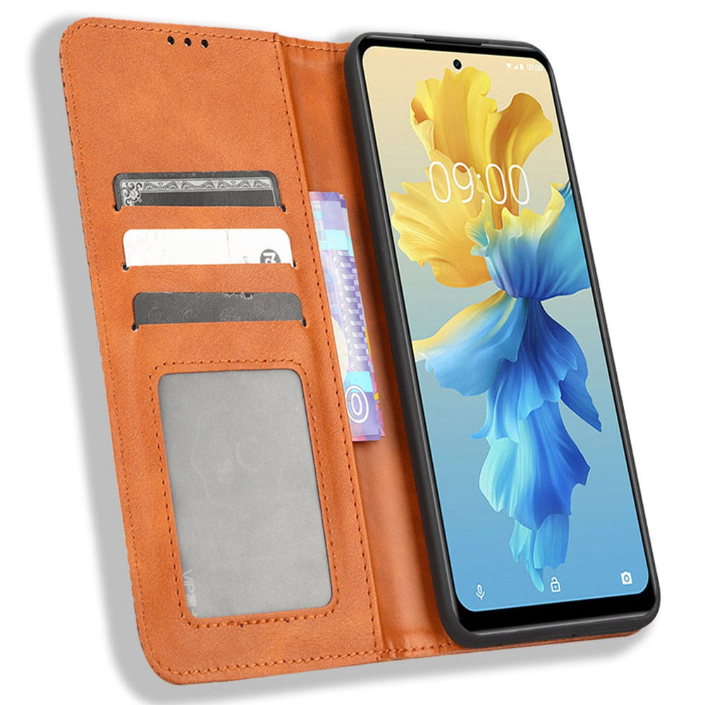 For Infinix Hot 11 4G 2022 X675 Retro Texture PU Leather Cover Imprinted Mosaic Stand Hidden Magnetic Adsorption Flip Wallet Case