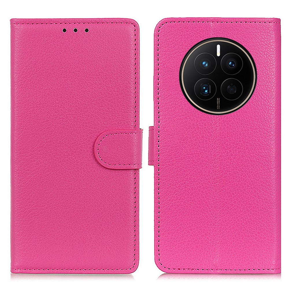 For Huawei Mate 50 4G Stand Function Magnetic Closure Wallet Case Litchi Texture PU Leather Flip Phone Shell