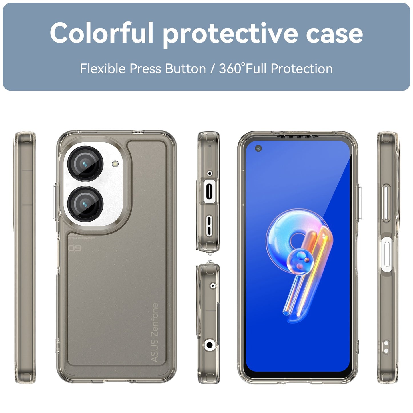 For Asus Zenfone 9 5G Candy Series Air Cushion Shock Absorption Case Soft TPU Brushed Texture Protective Cover