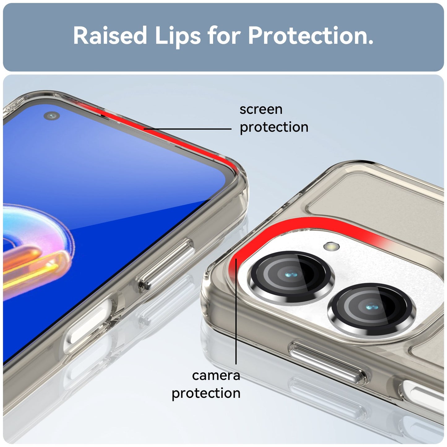 For Asus Zenfone 9 5G Candy Series Air Cushion Shock Absorption Case Soft TPU Brushed Texture Protective Cover
