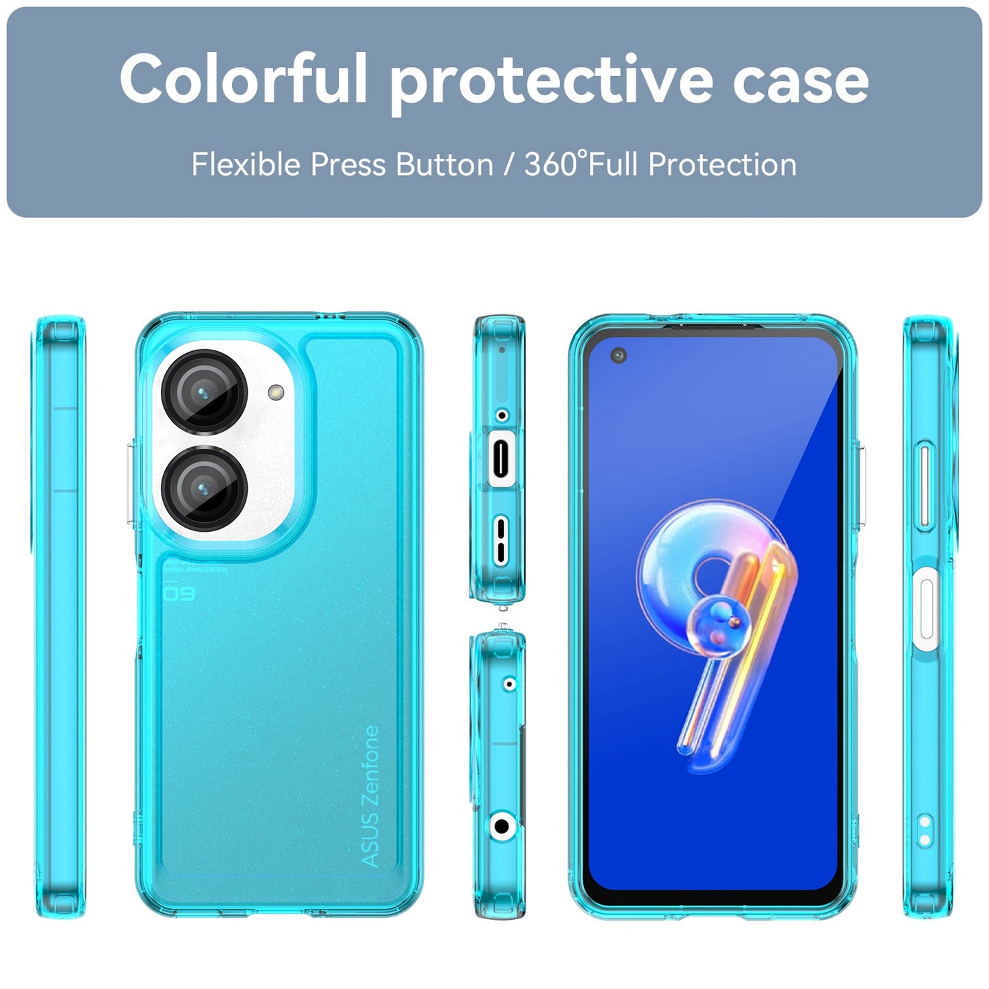 For Asus Zenfone 9 5G Candy Series Air Cushion Shock Absorption Case Soft TPU Brushed Texture Protective Cover