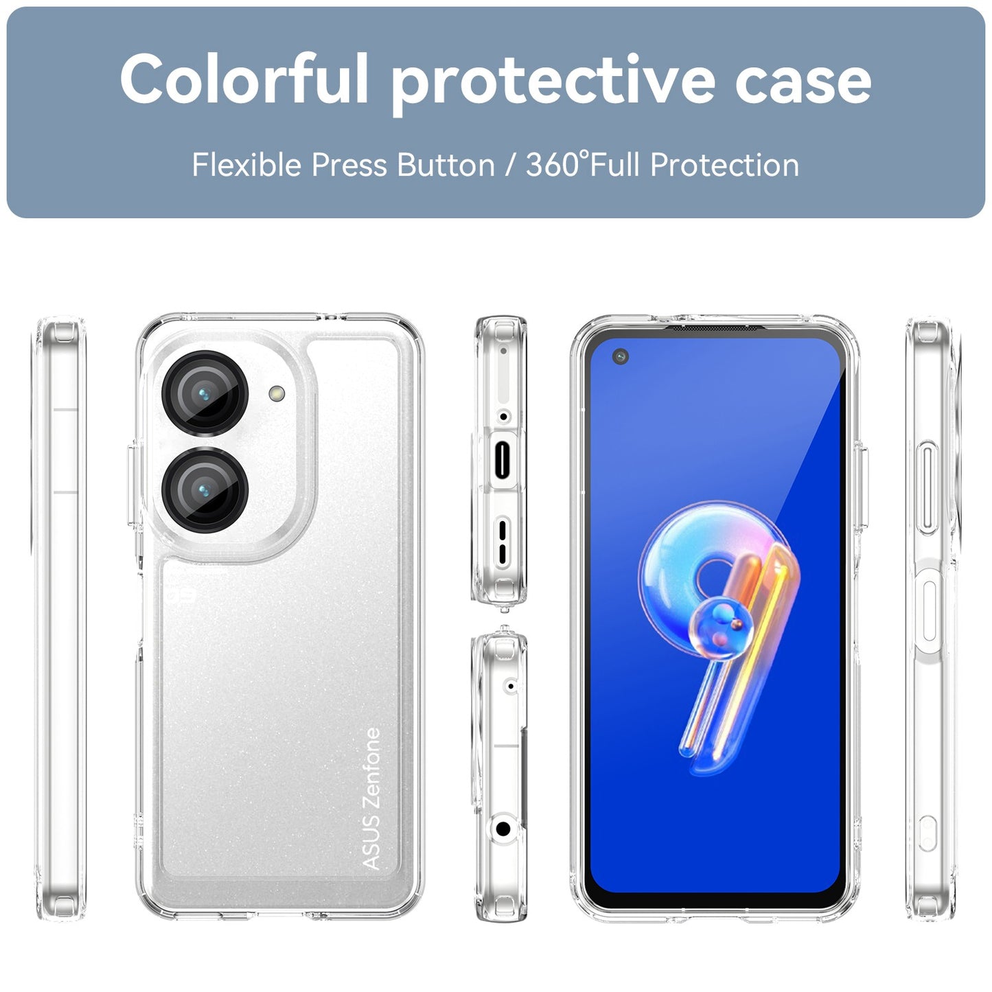For Asus Zenfone 9 5G Candy Series Air Cushion Shock Absorption Case Soft TPU Brushed Texture Protective Cover