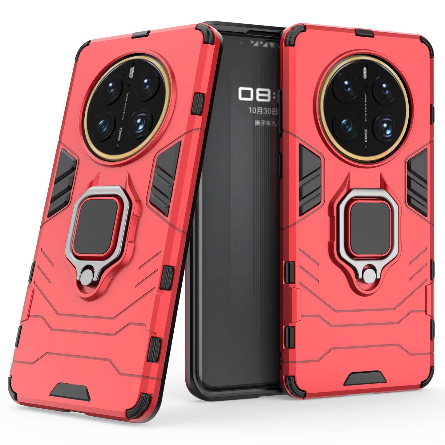 For Huawei Mate 50 Pro 4G Hard PC Soft TPU Dual Layered Shockproof Cover Ring Kickstand Grip Protective Phone Case