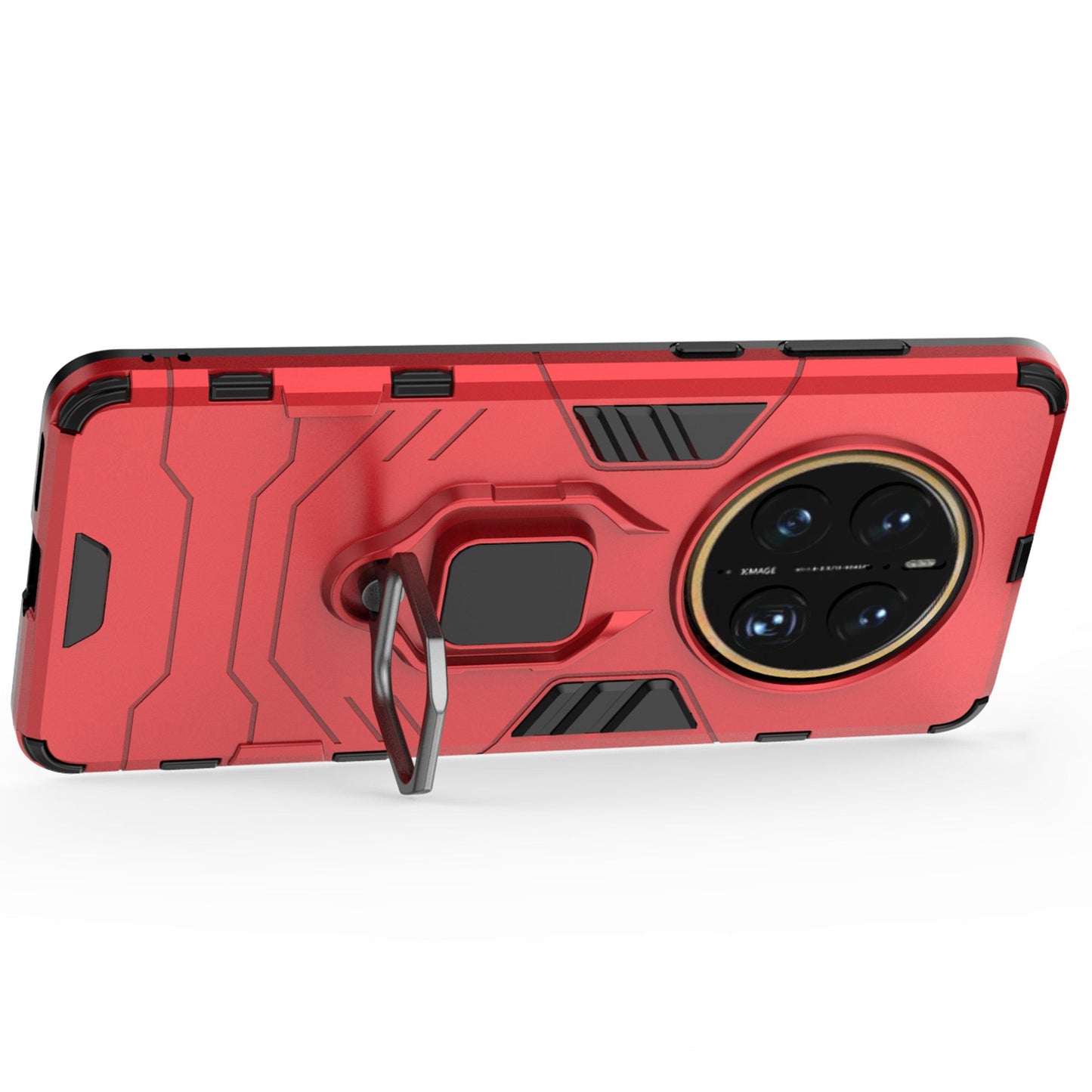 For Huawei Mate 50 Pro 4G Hard PC Soft TPU Dual Layered Shockproof Cover Ring Kickstand Grip Protective Phone Case