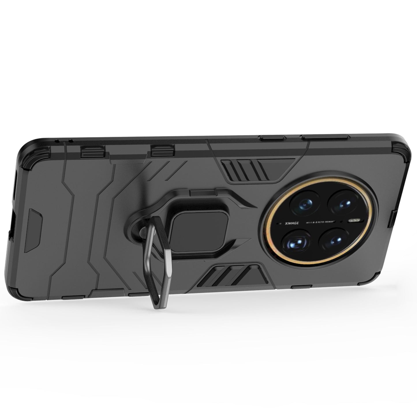 For Huawei Mate 50 Pro 4G Hard PC Soft TPU Dual Layered Shockproof Cover Ring Kickstand Grip Protective Phone Case