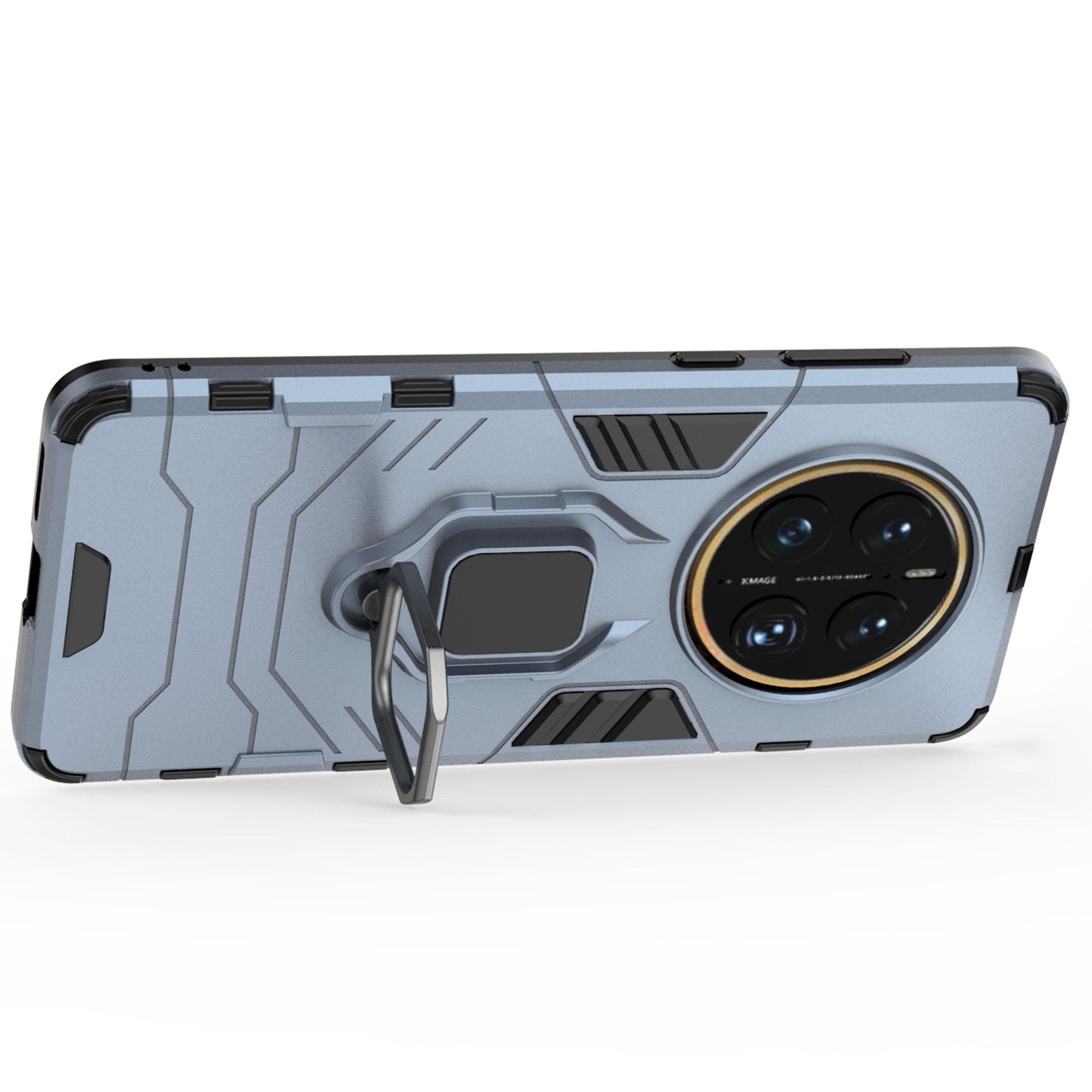 For Huawei Mate 50 Pro 4G Hard PC Soft TPU Dual Layered Shockproof Cover Ring Kickstand Grip Protective Phone Case