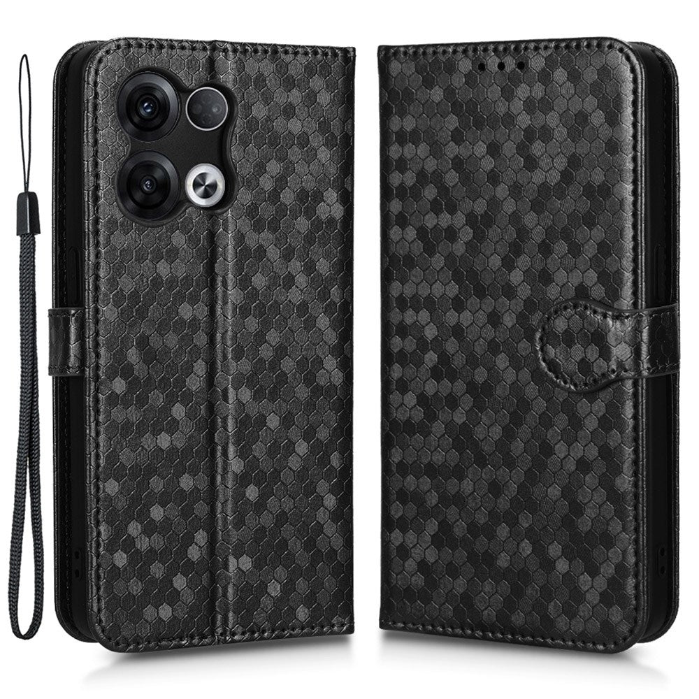 For Oppo Reno8 5G (Global Version) Phone Case Anti-drop Wallet Phone Cover Magnetic Clasp Dot Pattern Imprinted PU Leather Stand Case