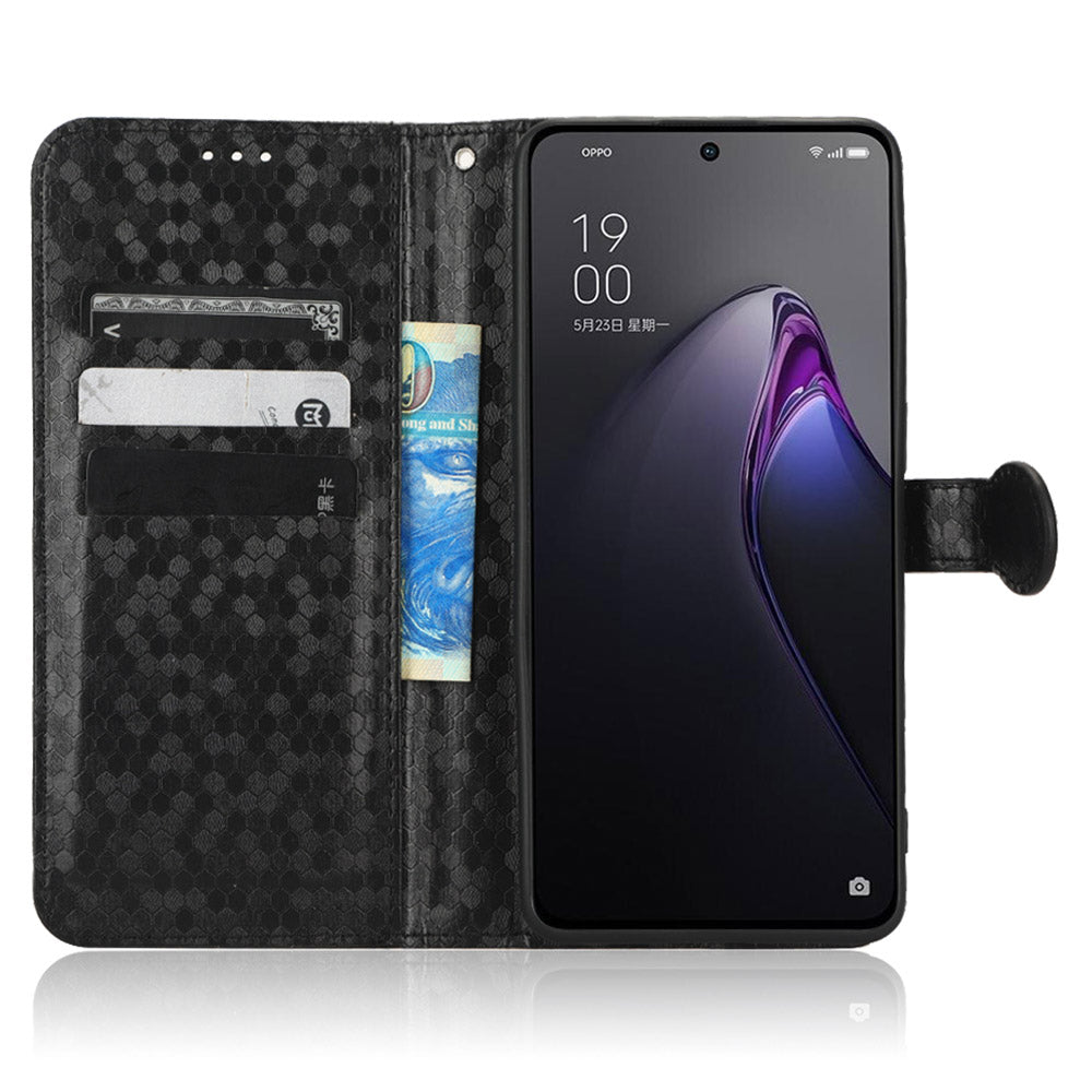 For Oppo Reno8 5G (Global Version) Phone Case Anti-drop Wallet Phone Cover Magnetic Clasp Dot Pattern Imprinted PU Leather Stand Case