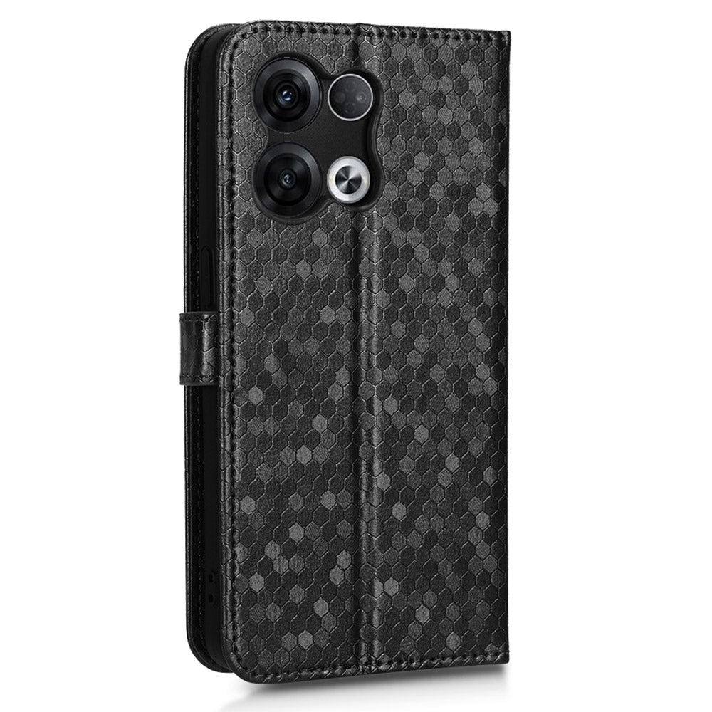 For Oppo Reno8 5G (Global Version) Phone Case Anti-drop Wallet Phone Cover Magnetic Clasp Dot Pattern Imprinted PU Leather Stand Case