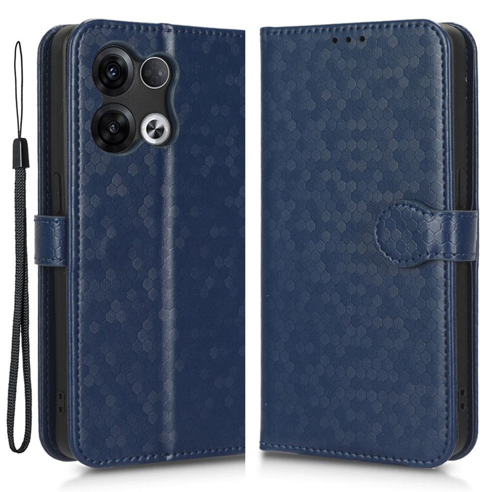 For Oppo Reno8 5G (Global Version) Phone Case Anti-drop Wallet Phone Cover Magnetic Clasp Dot Pattern Imprinted PU Leather Stand Case