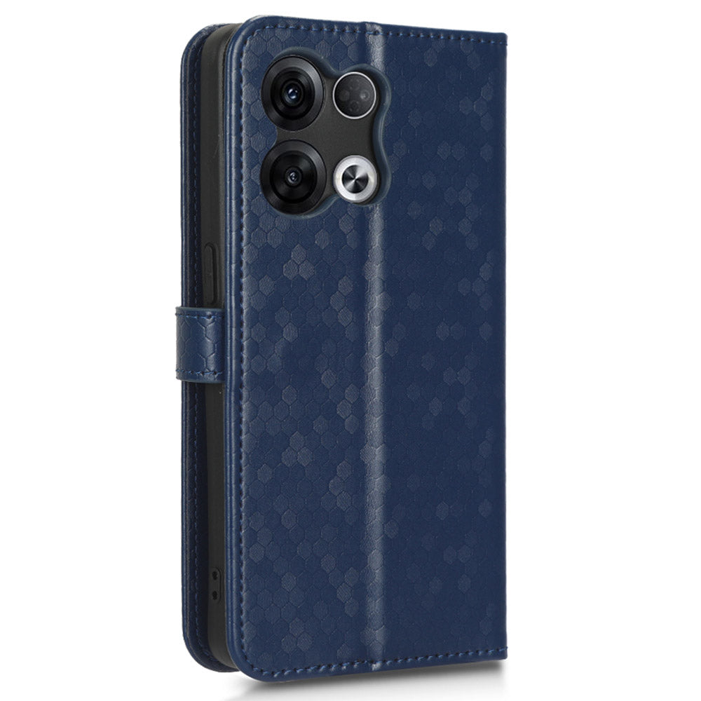 For Oppo Reno8 5G (Global Version) Phone Case Anti-drop Wallet Phone Cover Magnetic Clasp Dot Pattern Imprinted PU Leather Stand Case