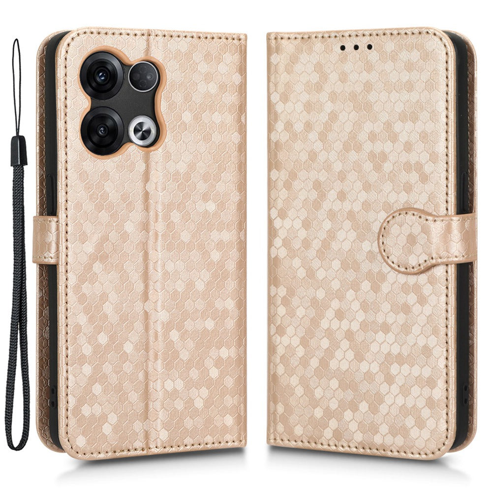 For Oppo Reno8 5G (Global Version) Phone Case Anti-drop Wallet Phone Cover Magnetic Clasp Dot Pattern Imprinted PU Leather Stand Case