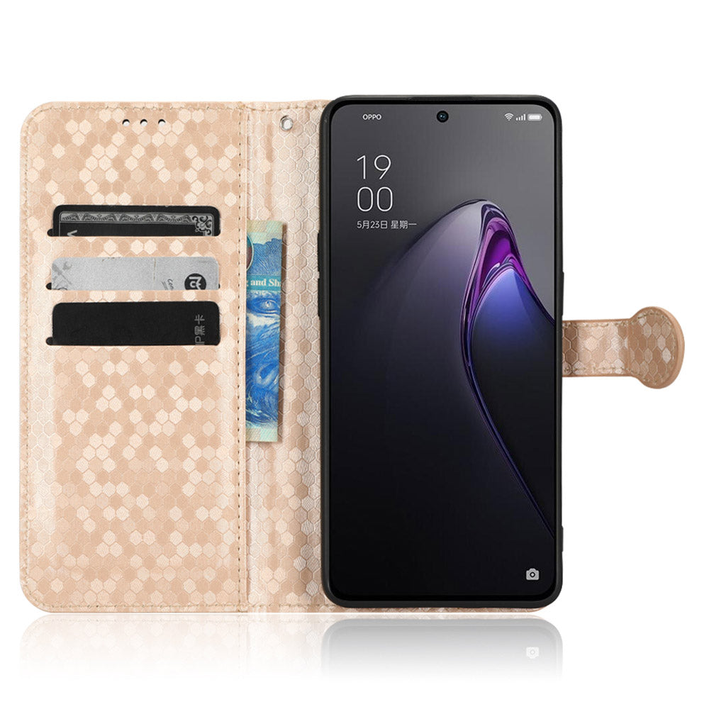 For Oppo Reno8 5G (Global Version) Phone Case Anti-drop Wallet Phone Cover Magnetic Clasp Dot Pattern Imprinted PU Leather Stand Case