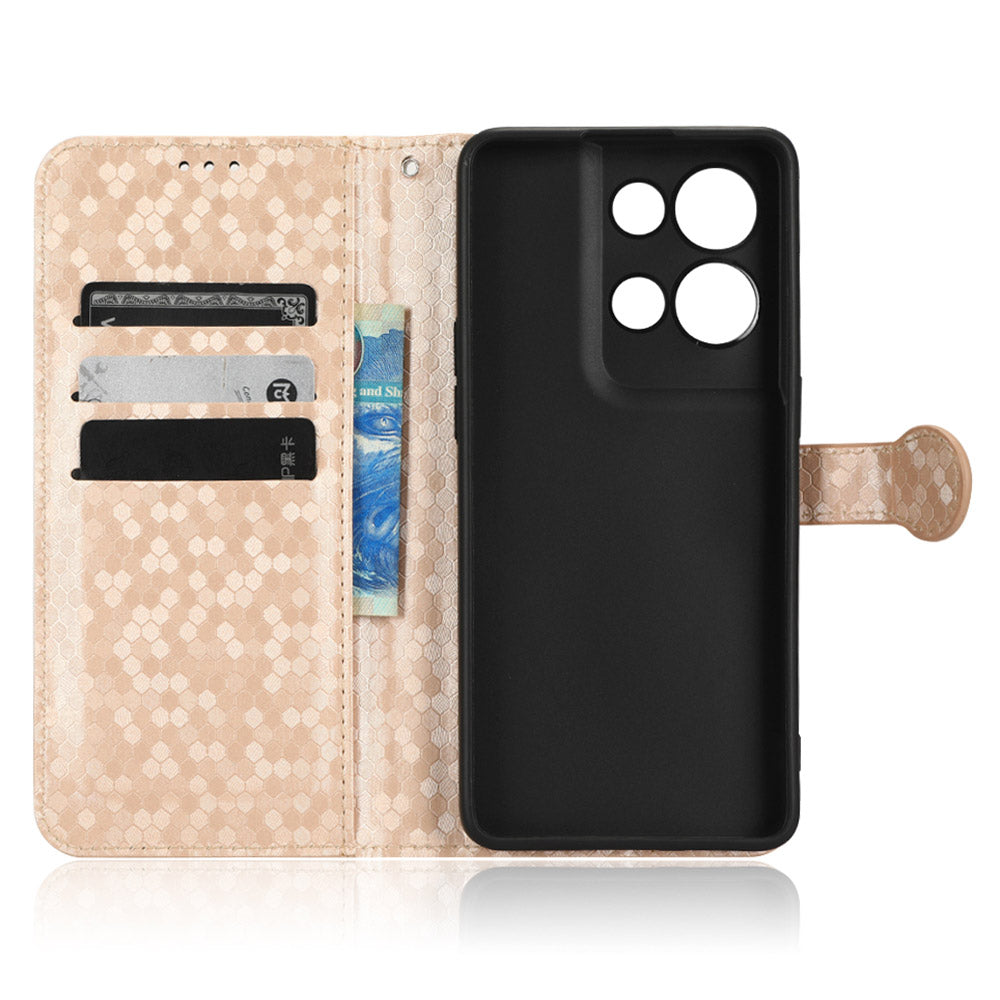 For Oppo Reno8 5G (Global Version) Phone Case Anti-drop Wallet Phone Cover Magnetic Clasp Dot Pattern Imprinted PU Leather Stand Case