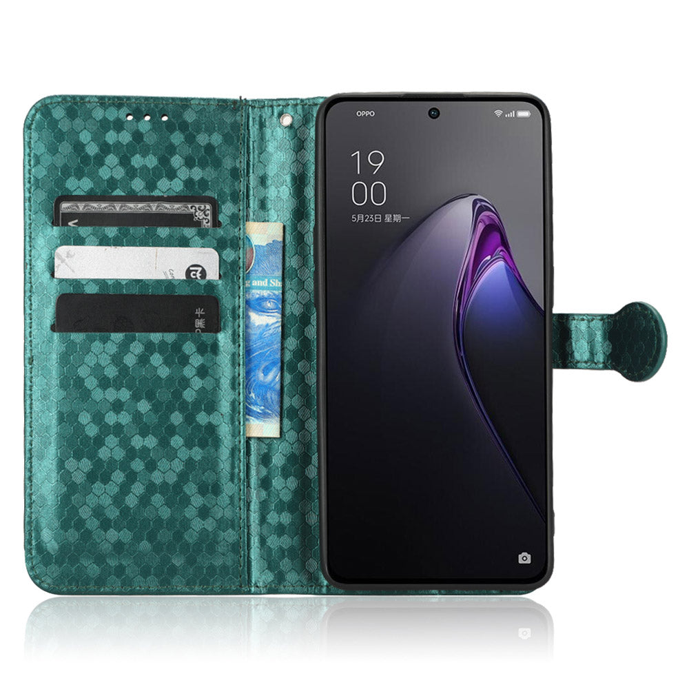 For Oppo Reno8 5G (Global Version) Phone Case Anti-drop Wallet Phone Cover Magnetic Clasp Dot Pattern Imprinted PU Leather Stand Case
