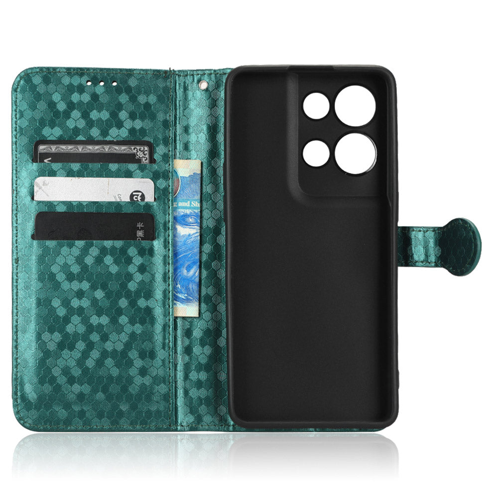 For Oppo Reno8 5G (Global Version) Phone Case Anti-drop Wallet Phone Cover Magnetic Clasp Dot Pattern Imprinted PU Leather Stand Case