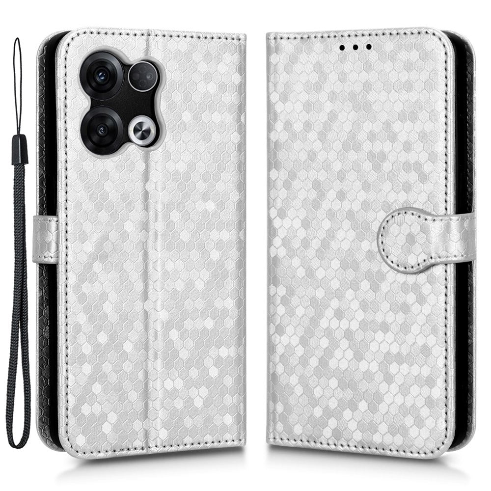 For Oppo Reno8 5G (Global Version) Phone Case Anti-drop Wallet Phone Cover Magnetic Clasp Dot Pattern Imprinted PU Leather Stand Case