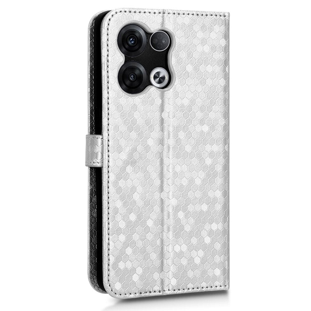 For Oppo Reno8 5G (Global Version) Phone Case Anti-drop Wallet Phone Cover Magnetic Clasp Dot Pattern Imprinted PU Leather Stand Case