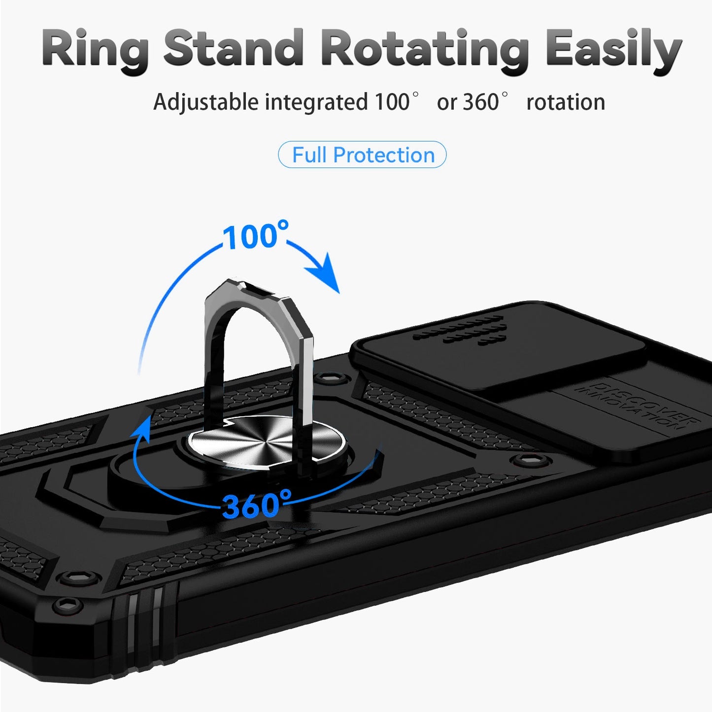 Metal Kickstand Phone Case for Samsung Galaxy A32 4G (EU Version), Shockproof PC + TPU Cover with Slide Camera Protection