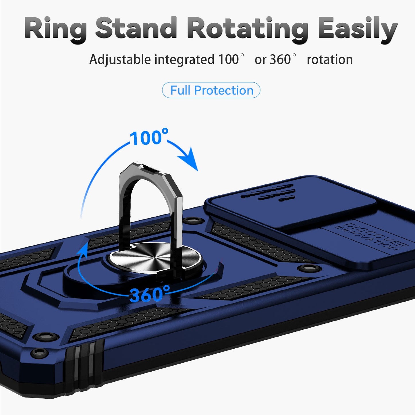 Metal Kickstand Phone Case for Samsung Galaxy A32 4G (EU Version), Shockproof PC + TPU Cover with Slide Camera Protection