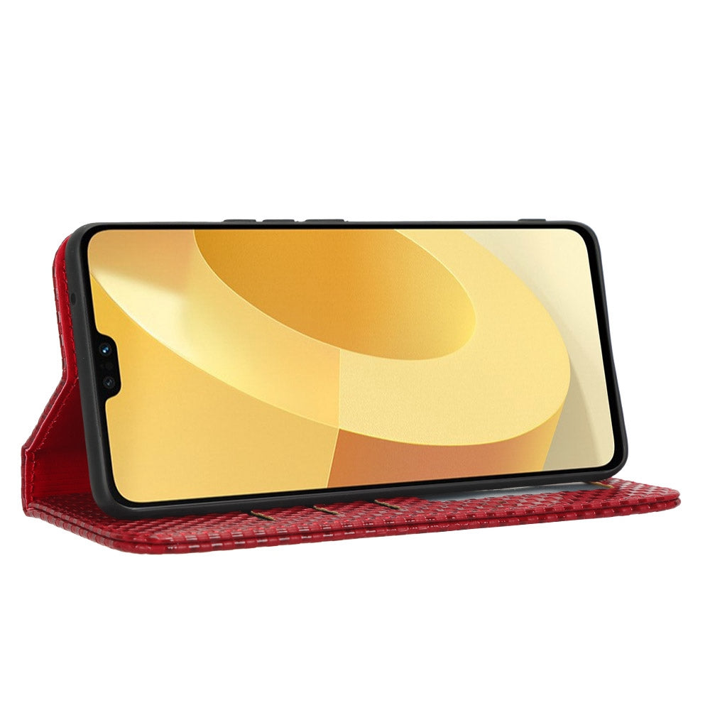 For vivo S12 Pro / V23 Pro 5G Anti-fall Magnetic Auto-absorbed Grid Texture PU Leather Stand Case Cell Phone Wallet Cover