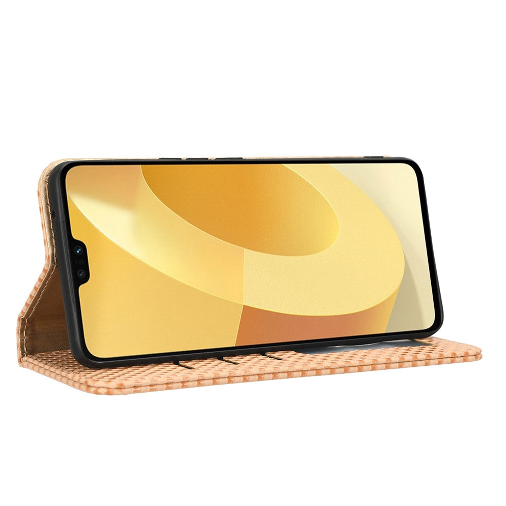 For vivo S12 Pro / V23 Pro 5G Anti-fall Magnetic Auto-absorbed Grid Texture PU Leather Stand Case Cell Phone Wallet Cover