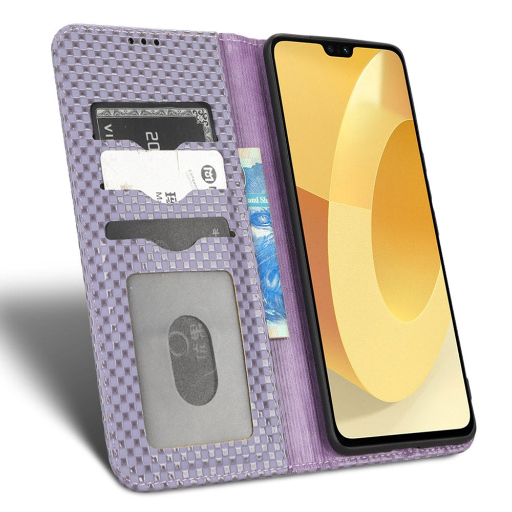 For vivo S12 Pro / V23 Pro 5G Anti-fall Magnetic Auto-absorbed Grid Texture PU Leather Stand Case Cell Phone Wallet Cover