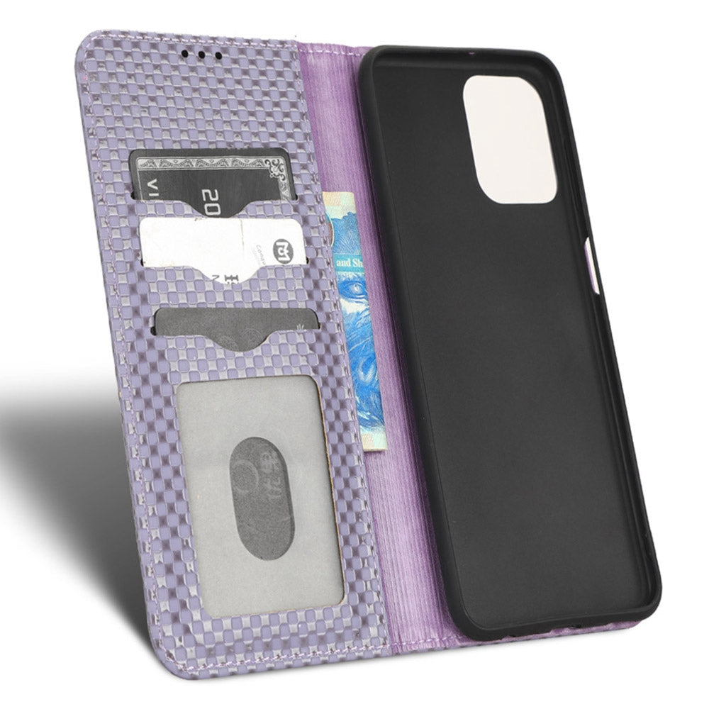 For Samsung Galaxy M53 5G PU Leather Wallet Case Magnetic Absorption Grid Texture Flip Folio Stand Phone Cover